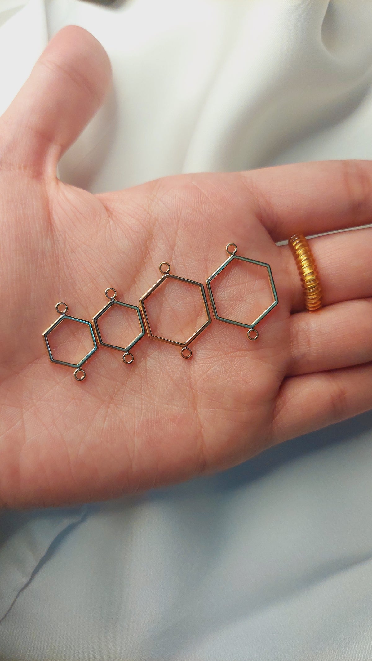 Hexagonal bracelet bases in golden and silver , 10pcs/pack