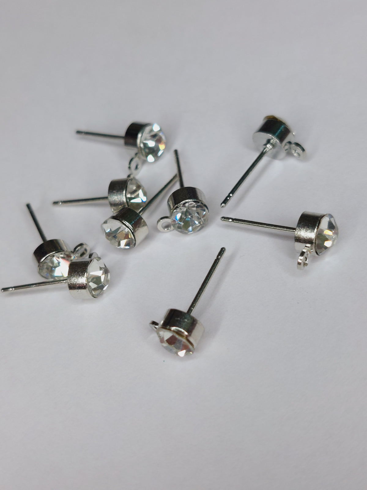 Crystal Studs with Stopper in Gold & Silver