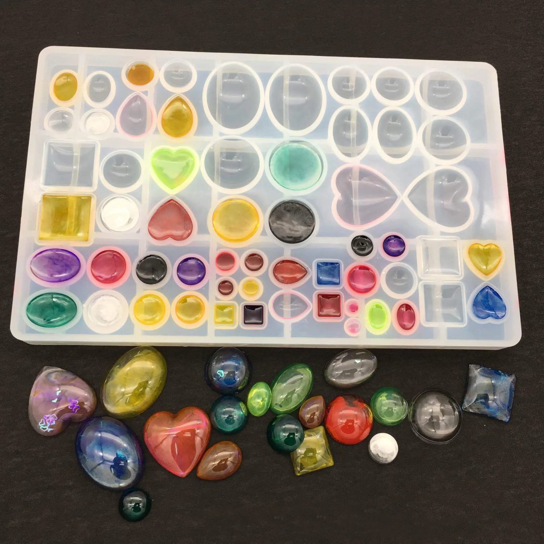 Epoxy Resin Silicone Jewellery mold, Multi-sized Gemstone Bezel Mold, Heart-shaped Oval and Square Drop Molding for Resin Jewelry