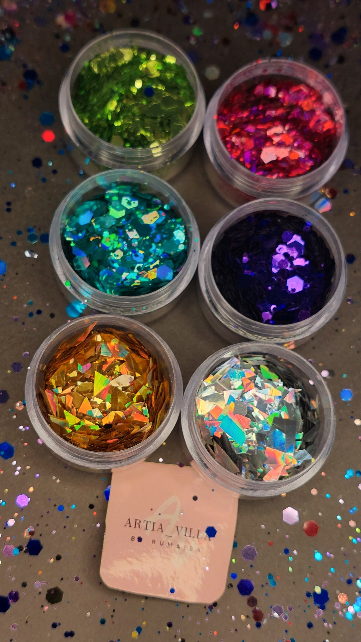 6 Colors of chunky Glitters/Flakes sets
