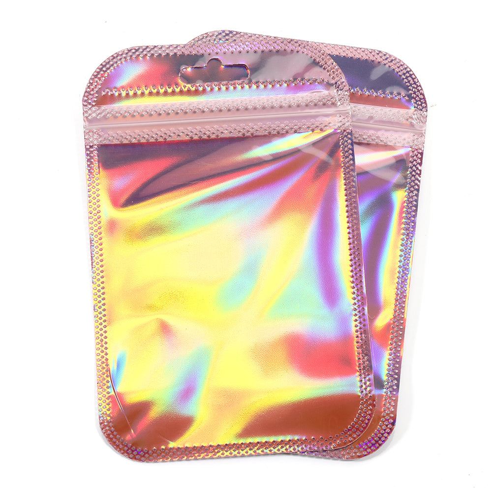 Holographic/ iridescent zip lock bags in Pink & Silver