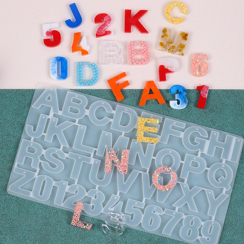 Alphabet mold / keychain / Abc mold with holes, mirror front , mirror back