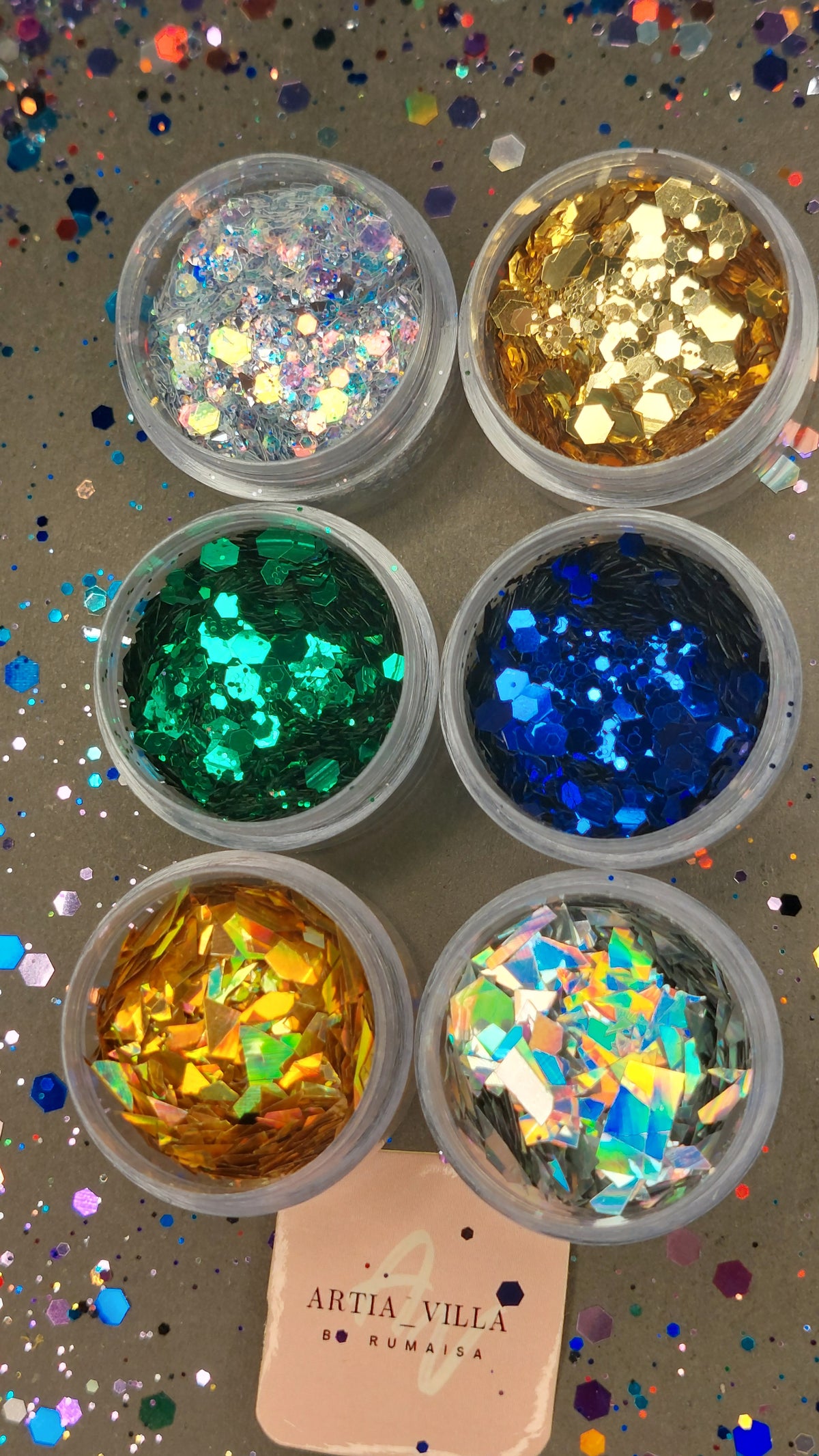 6 Colors of chunky Glitters/Flakes sets