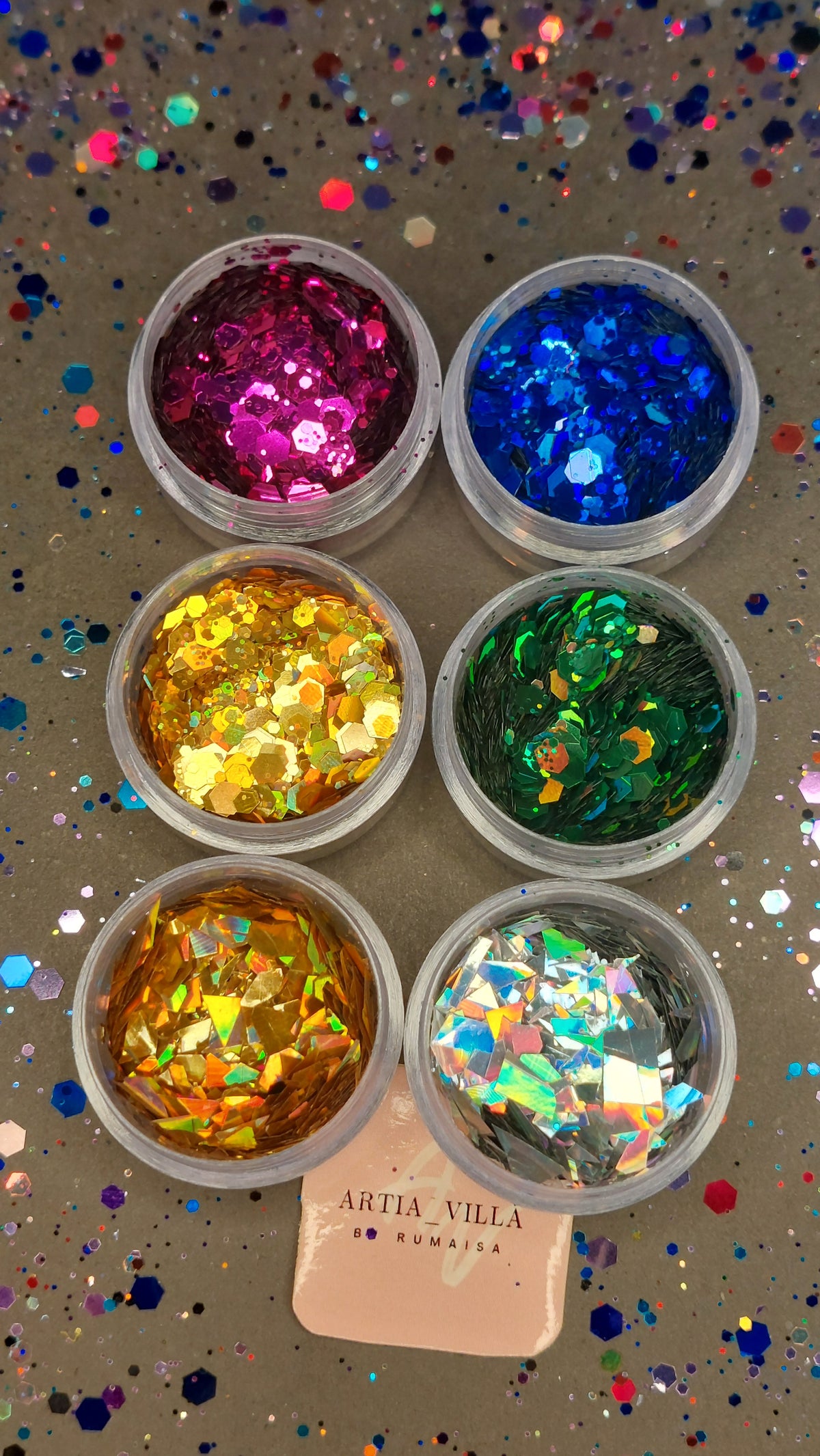 6 Colors of chunky Glitters/Flakes sets