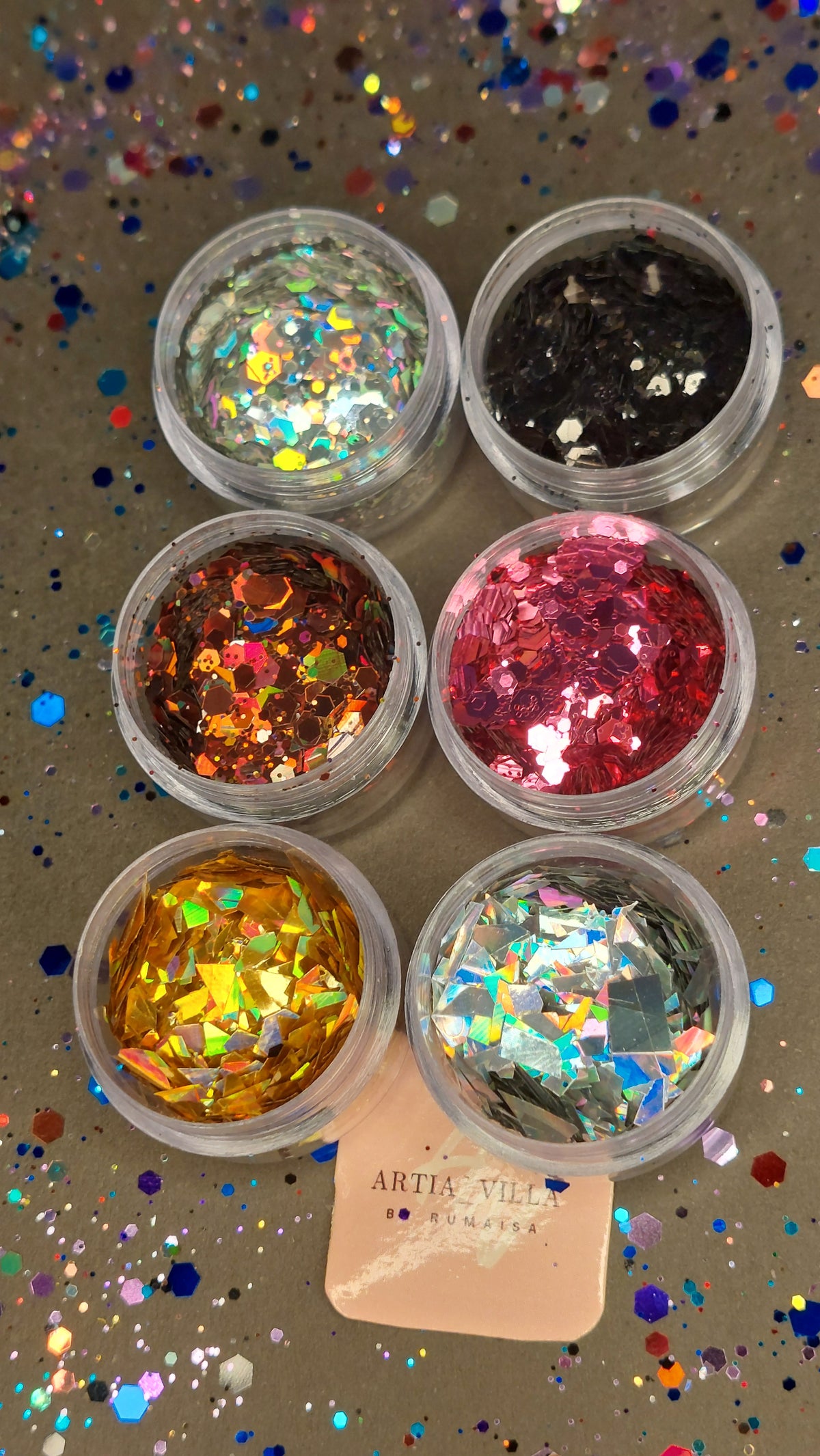 6 Colors of chunky Glitters/Flakes sets