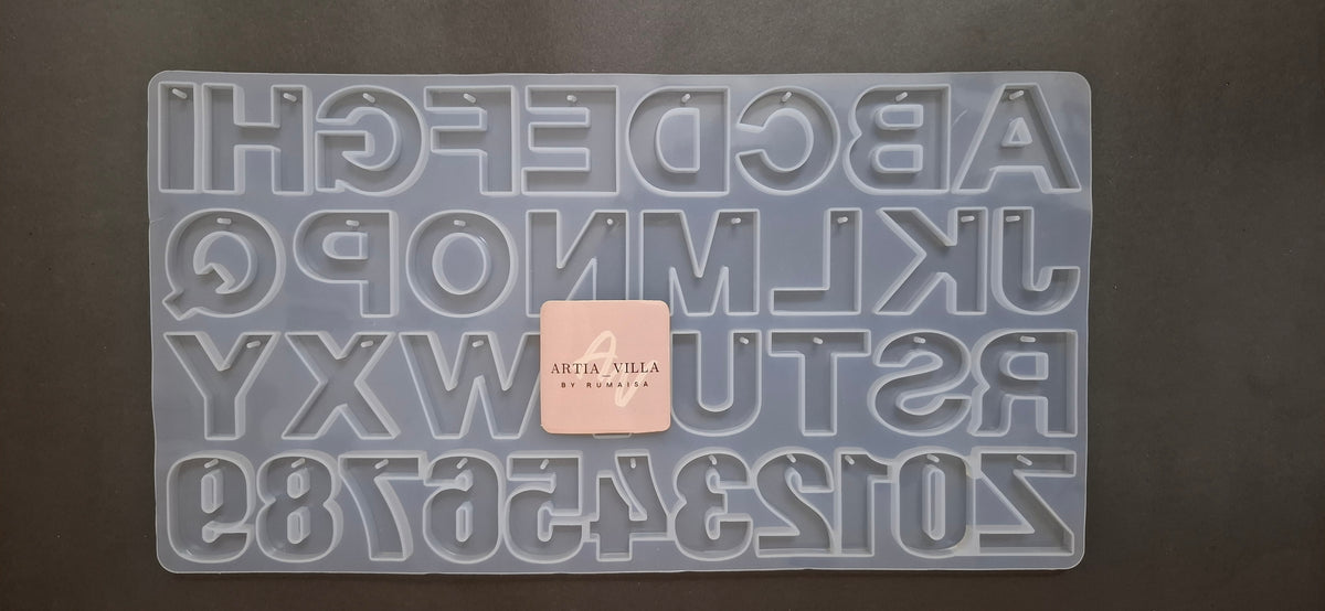 Alphabet mold / keychain / Abc mold with holes, mirror front , mirror back