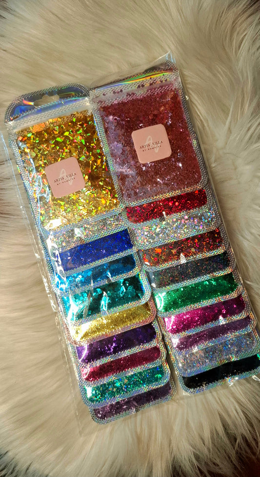 Pack of imported chunky glitters , glitter packs , random color packs