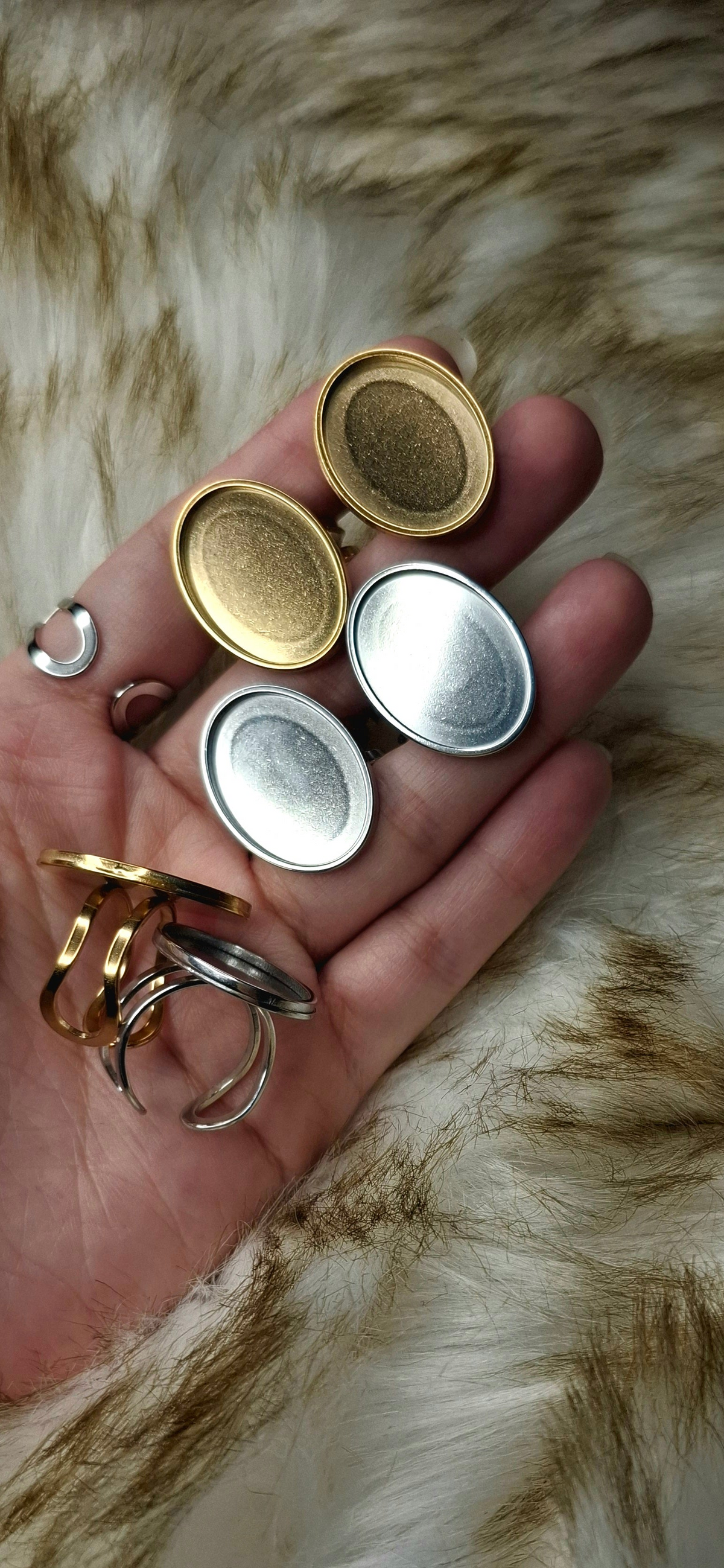 1pc stainless steel/Gold Plated Adjustable Oval Shaped Ring Bases