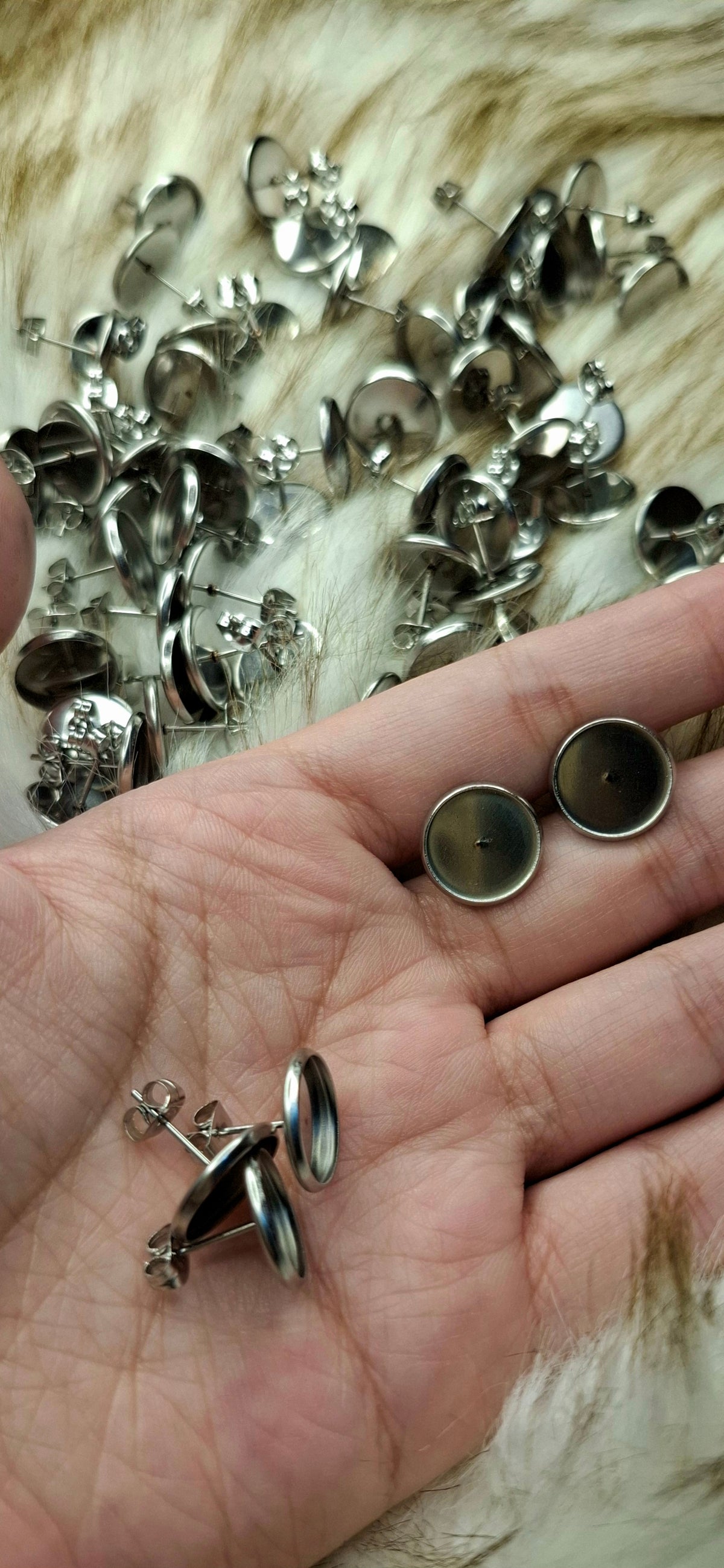 1 pair stainless Steel/Gold Plated Round stud bases with stoppers
