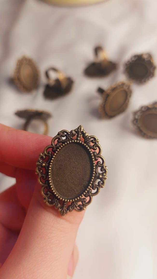1pc crown Antique/ Oxidized Silver Plated , Bronze brass plated adjustable rings