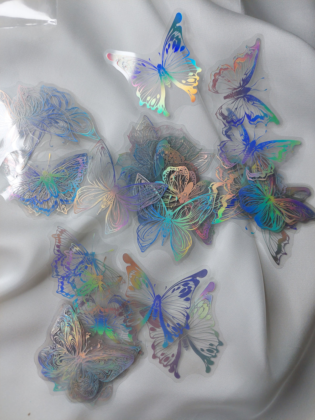45pcs pack Holographic Butterfly Transparent Stickers