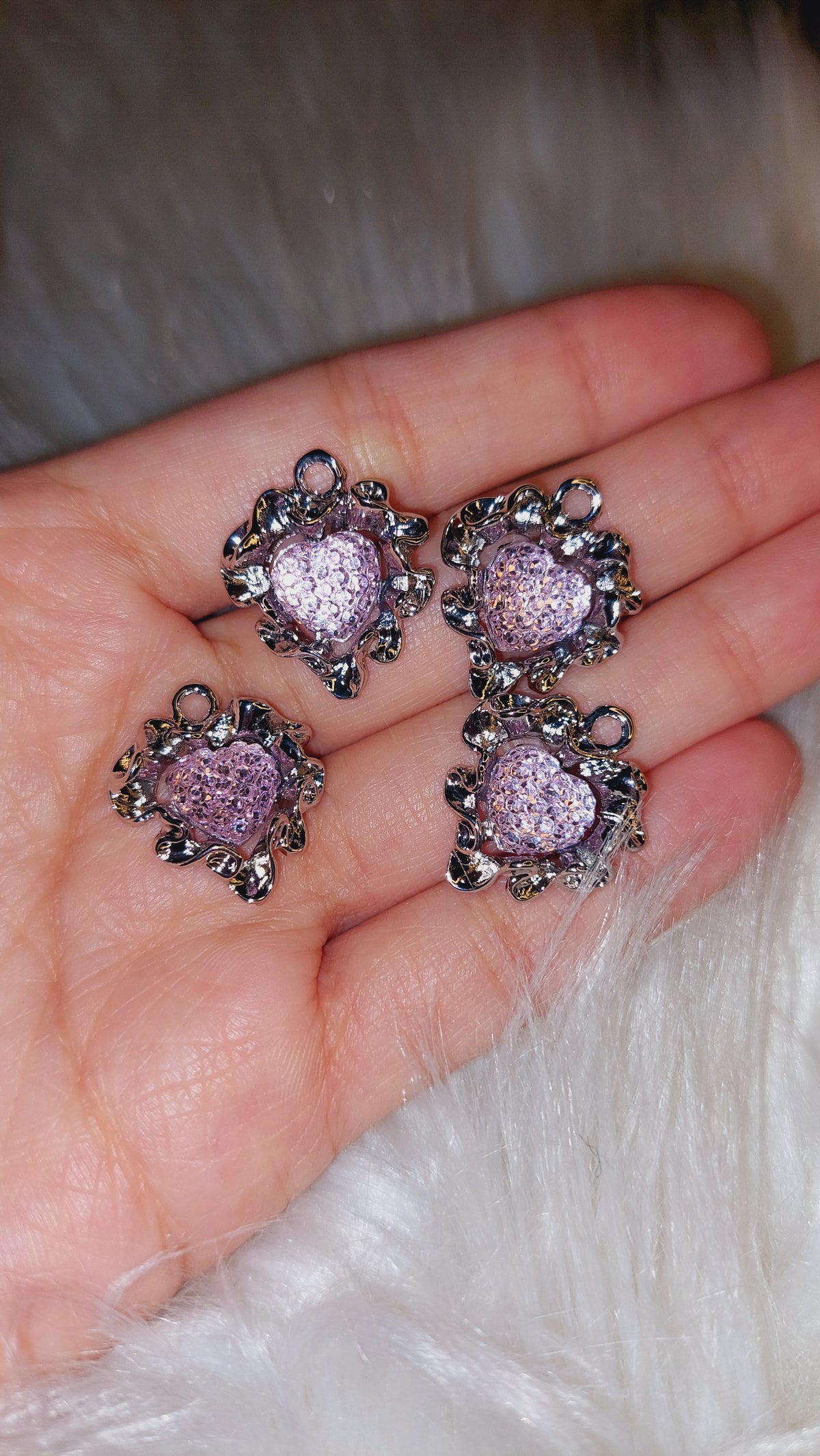 High-Quality, Luxury Glittery Heart Charms