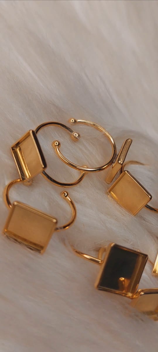 1pc stainless Steel/Gold Plated Adjustable Square Shaped