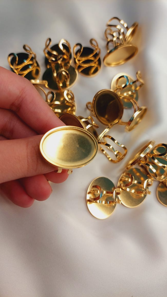 1pc stainless steel/Gold Plated Adjustable Oval Shaped Ring Bases