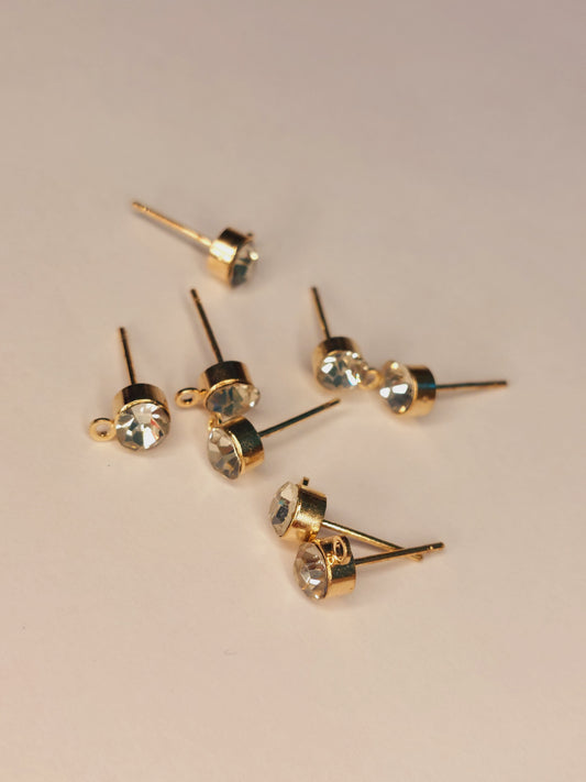 Crystal Studs with Stopper in Gold & Silver