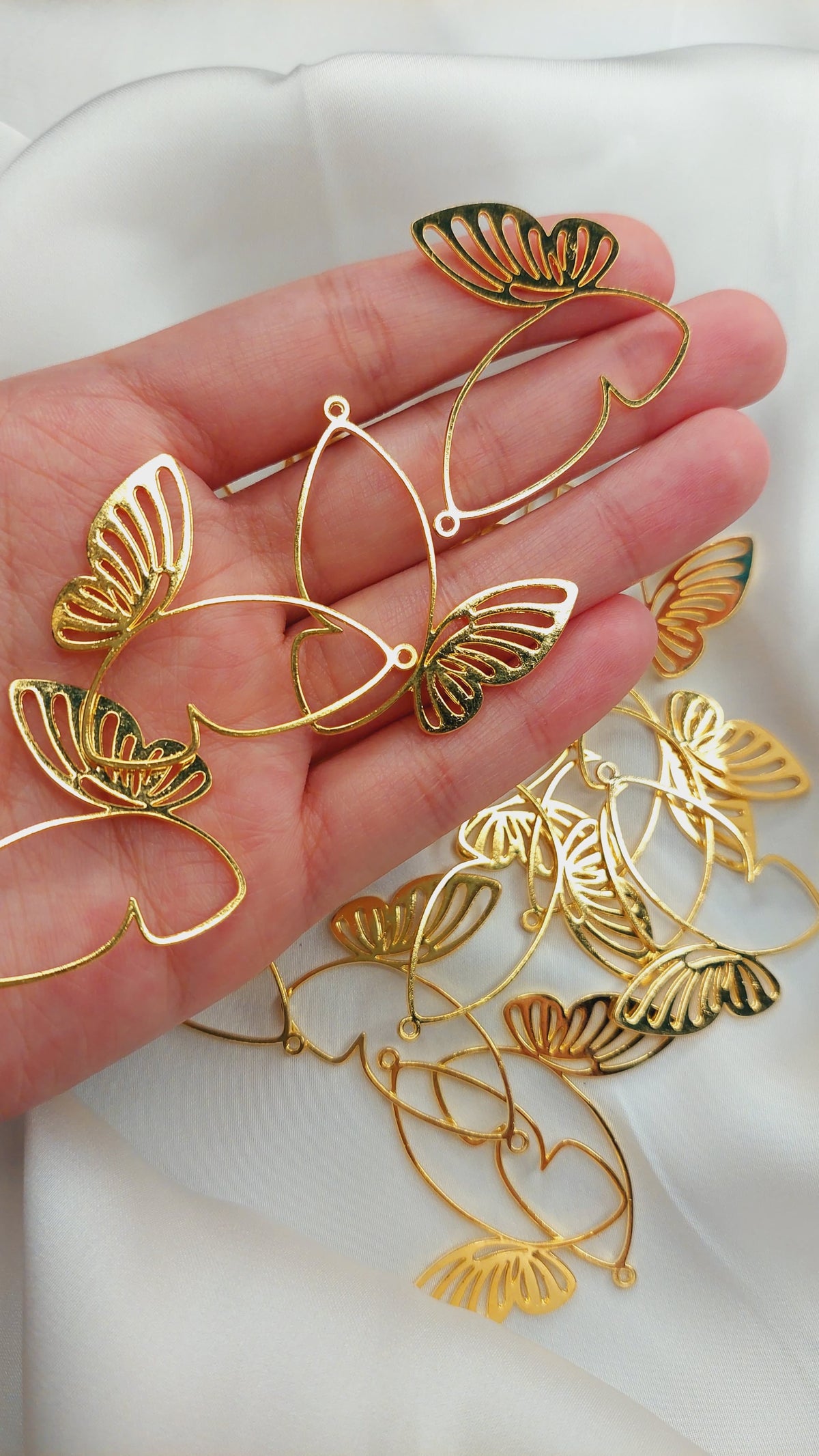 1pc, 1 Sided Hollow Butterfly Bezels / Pendants