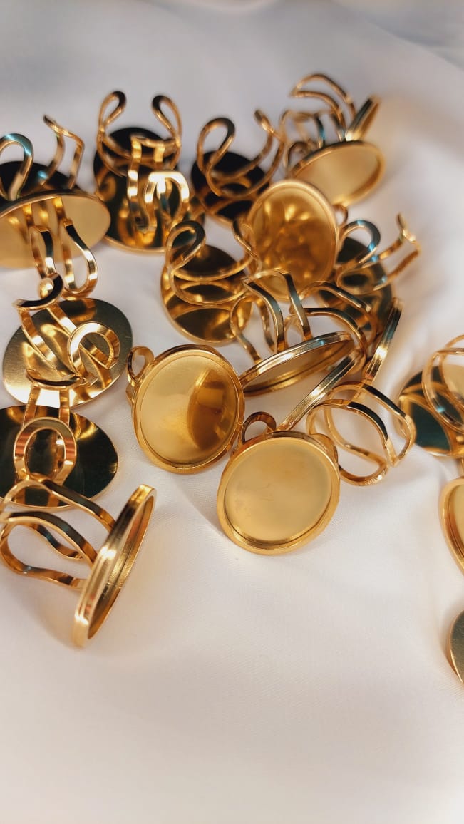 1pc stainless steel/Gold Plated Adjustable Oval Shaped Ring Bases