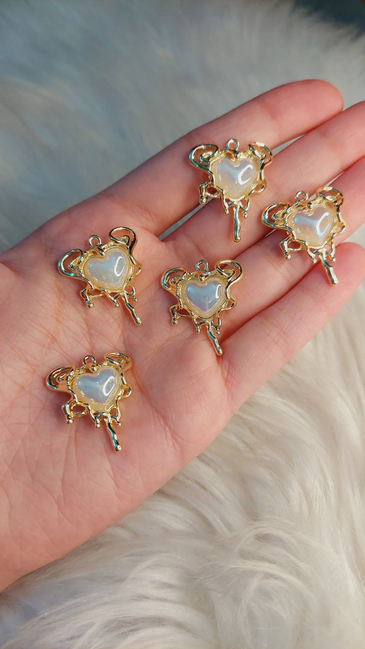 Luxury Pearly Heart Charms