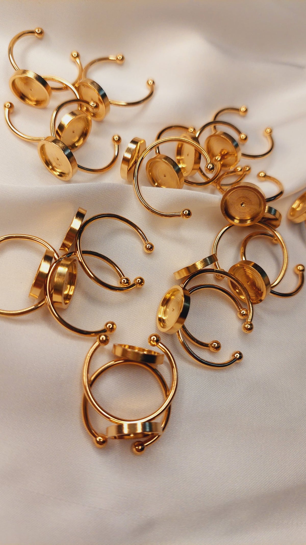 1pc Stainless Steel/Gold Plated Adjustable Round Shaped