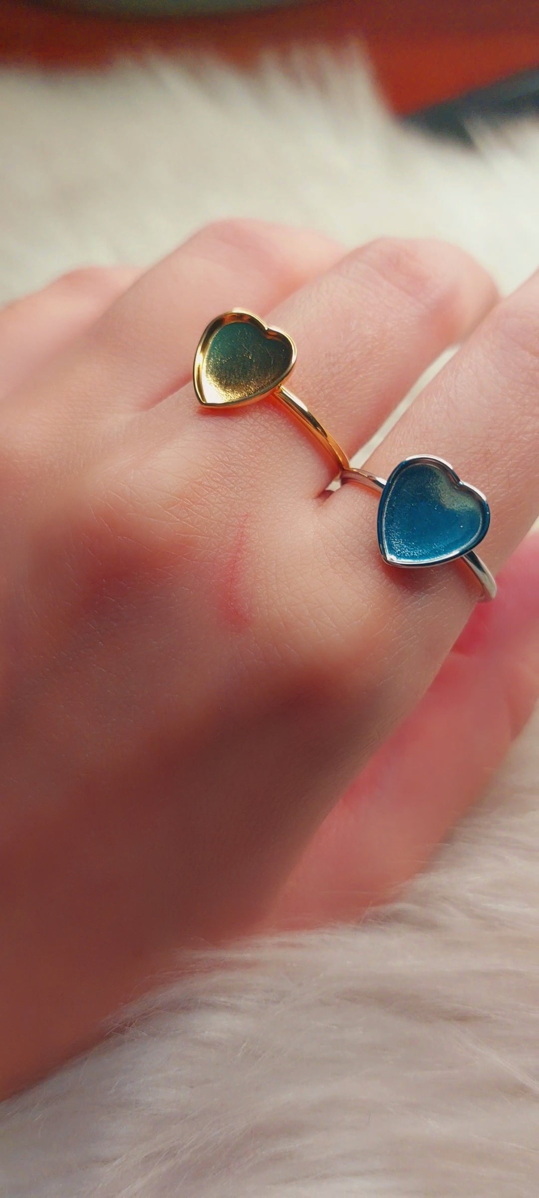 1pc Stainless Steel/Gold Plated Adjustable Heart Shaped Ring