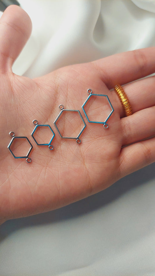 Hexagonal bracelet bases in golden and silver , 10pcs/pack