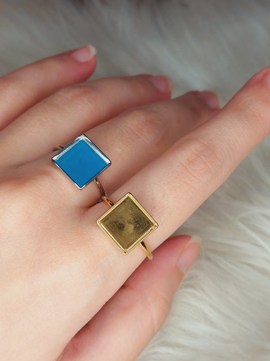 1pc stainless Steel/Gold Plated Adjustable Square Shaped