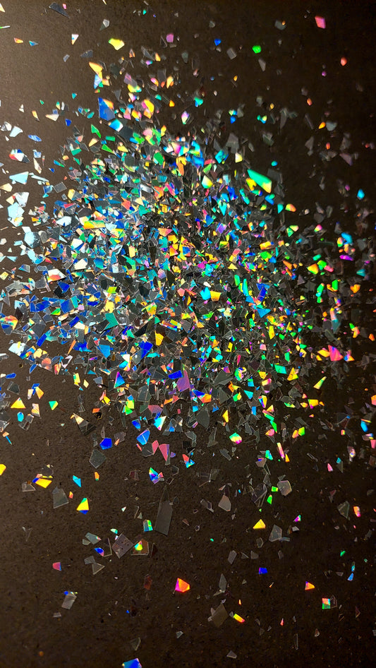 Imported, Silver Holographic/Laser, highly reflective flakes