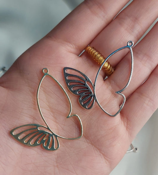 1pc, 1 Sided Hollow Butterfly Bezels / Pendants