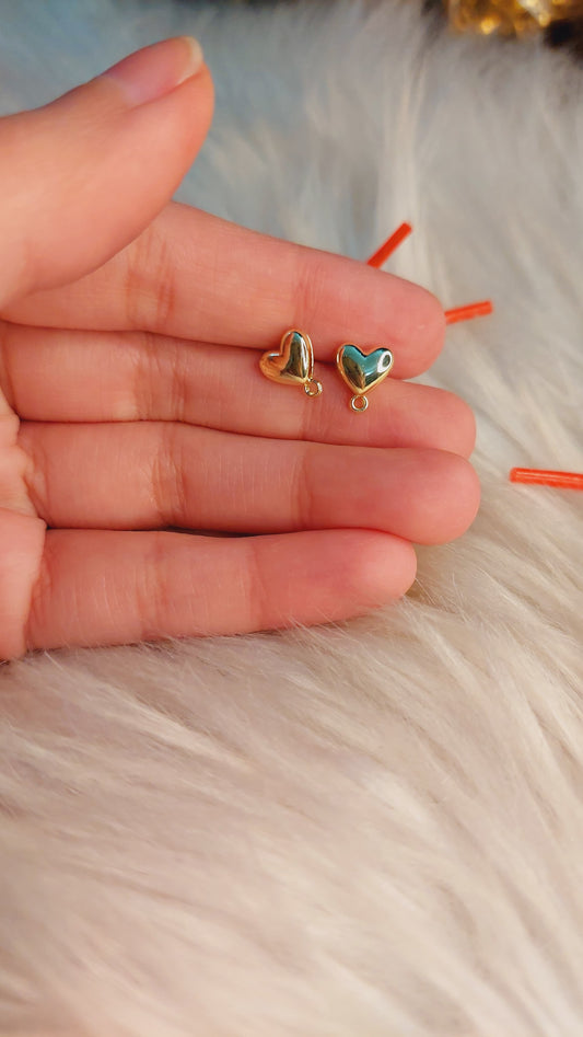 1 pair 925 Heart Studs with stoppers, High-Quality