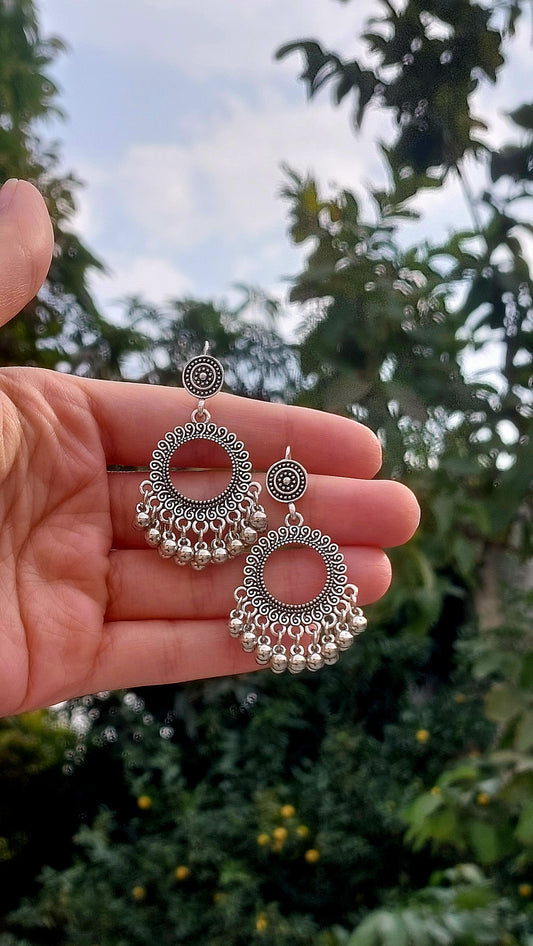 Mini Round jhumkay Silver/Golden