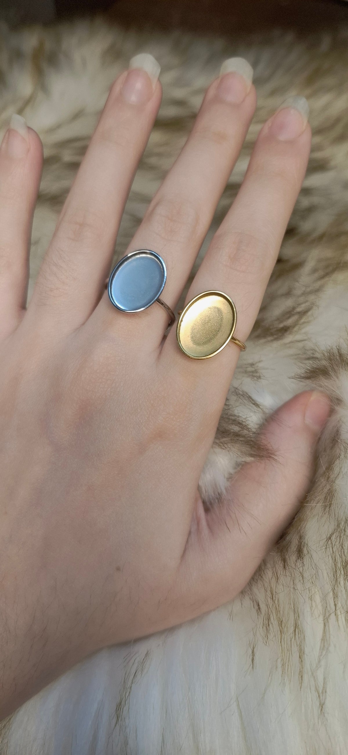 1pc stainless Steel/Gold Plated Adjustable Oval Shaped