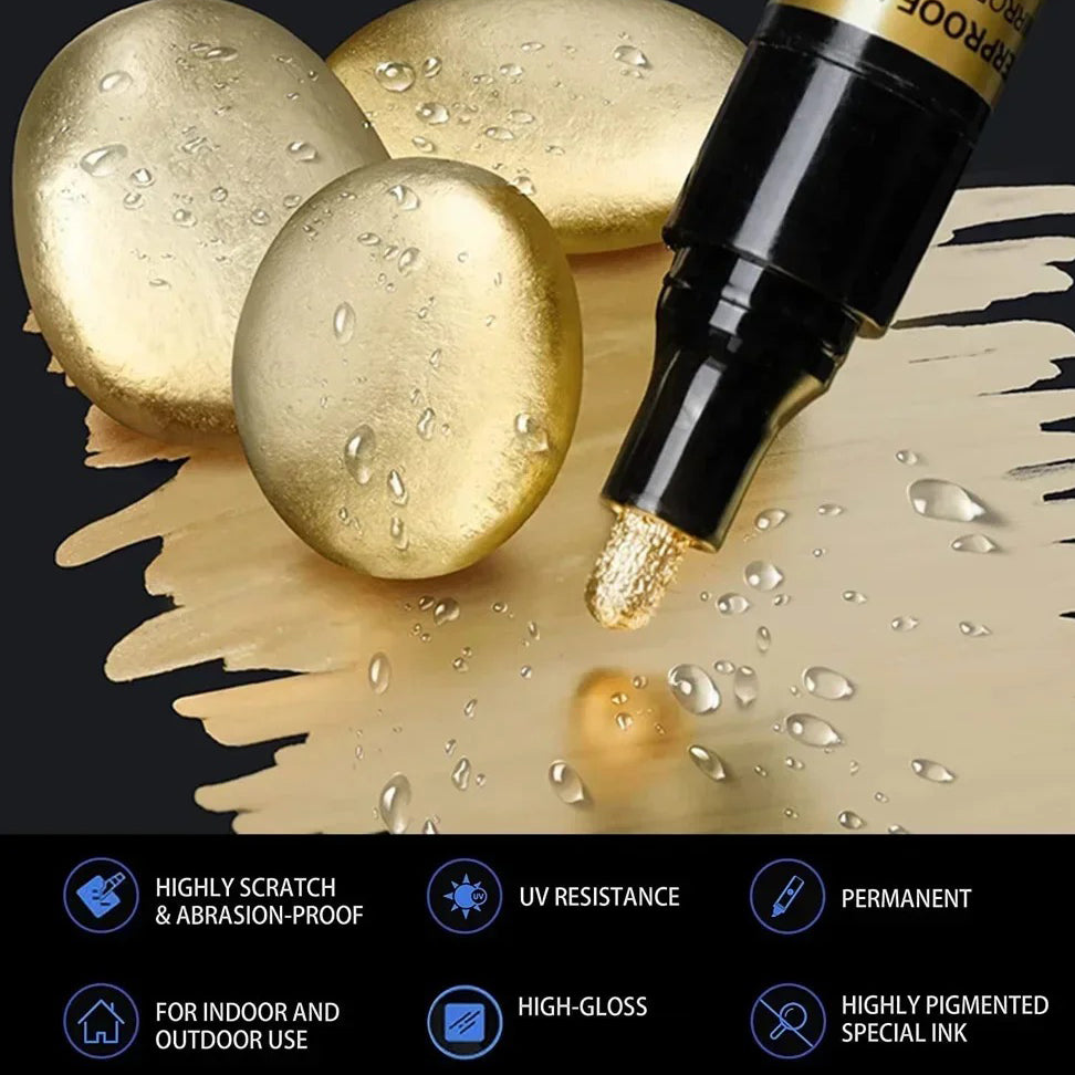 Chrome Liquid mirror Markers , 2mm nib size , Gold/Silver ,diy doodle cards , resin articles, ceramics , posters