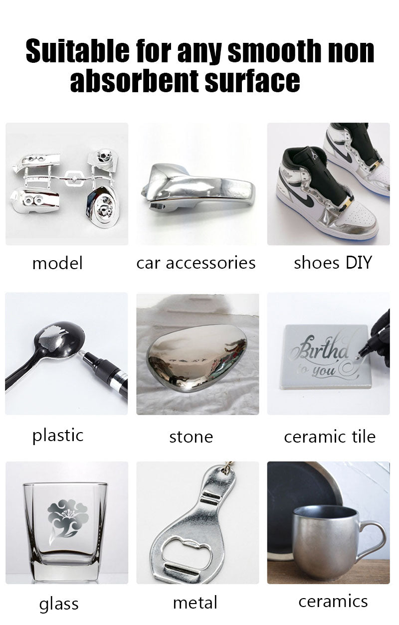 Chrome Liquid mirror Markers , 2mm nib size , Gold/Silver ,diy doodle cards , resin articles, ceramics , posters