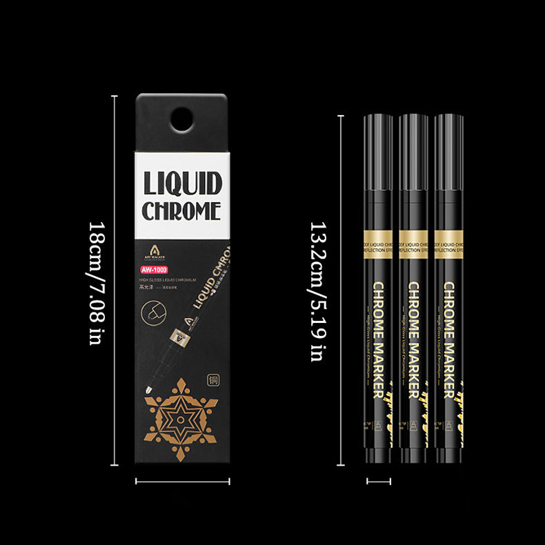 Chrome Liquid mirror Markers , 2mm nib size , Gold/Silver ,diy doodle cards , resin articles, ceramics , posters