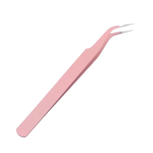 Angled design precision tweezers, pink tweezers