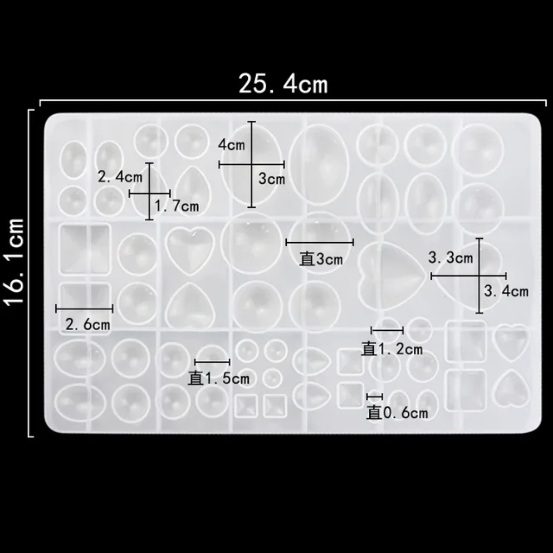 Epoxy Resin Silicone Jewellery mold, Multi-sized Gemstone Bezel Mold, Heart-shaped Oval and Square Drop Molding for Resin Jewelry