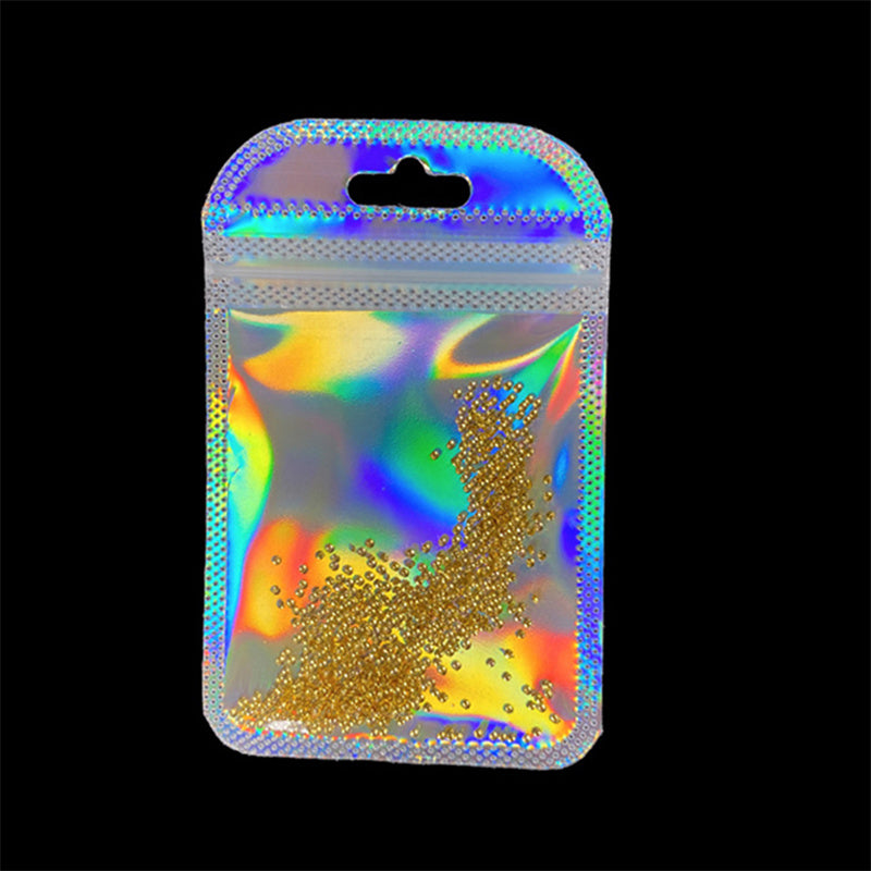 Holographic/ iridescent zip lock bags in Pink & Silver