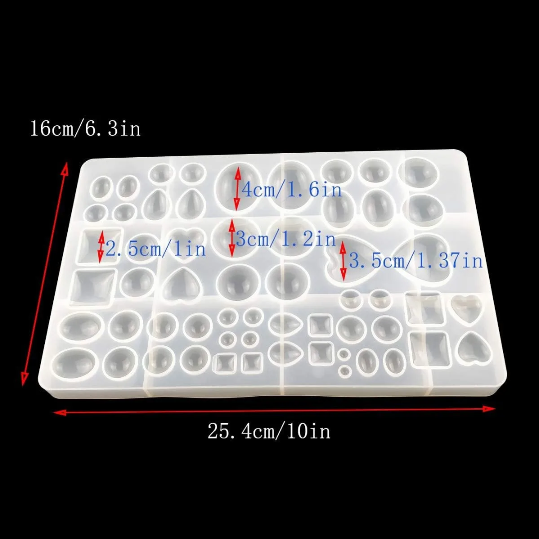 Epoxy Resin Silicone Jewellery mold, Multi-sized Gemstone Bezel Mold, Heart-shaped Oval and Square Drop Molding for Resin Jewelry