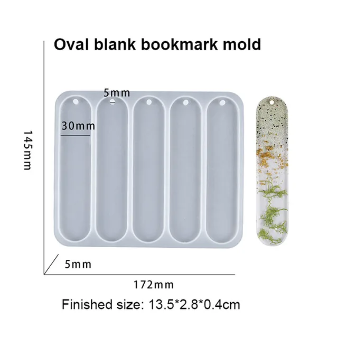 Oval bookmark resin mold / 5 cavities , high-quality, imported