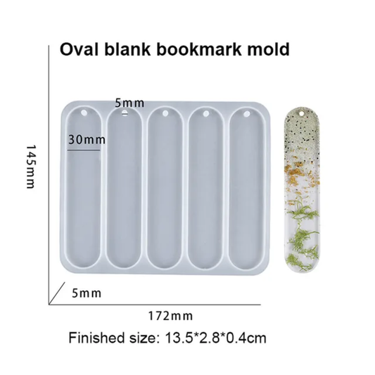Oval bookmark resin mold / 5 cavities , high-quality, imported